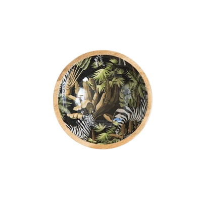 By Room Schaal Rond ø 18 Cm Mangohout Zebra In Jungle 1 By Room Schaal Rond ø 18 Cm Mangohout Zebra In Jungle