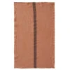 Charvet DOUDOU Theedoek 75 X 45 Cm Linnen Terracotta Met Bruine Streep